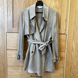 Crown Linen Designs Linen Trench Coat Beige Flax Size XS Classic Spring Chic
